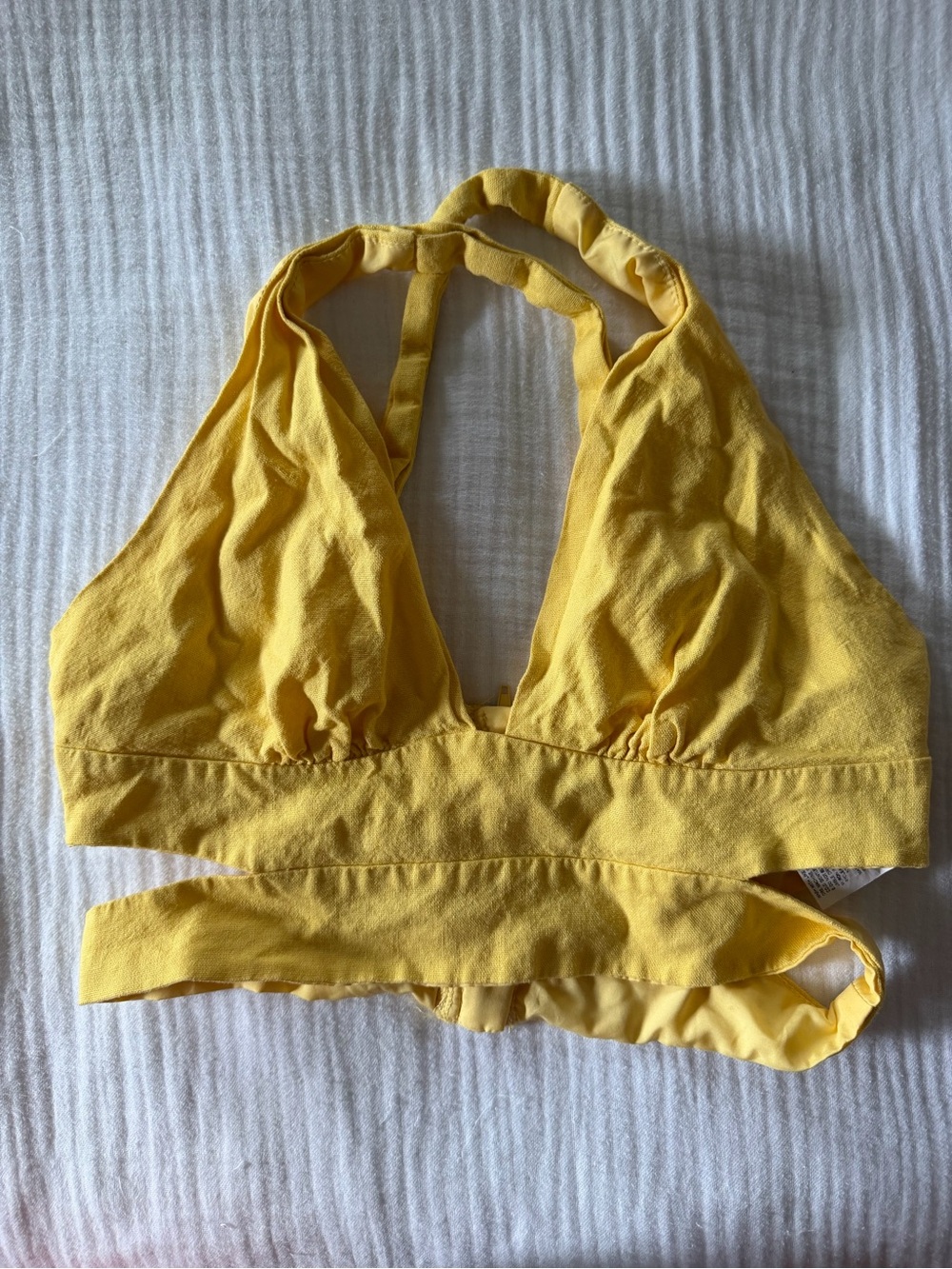 Yellow Wrap Halter Bralette Top